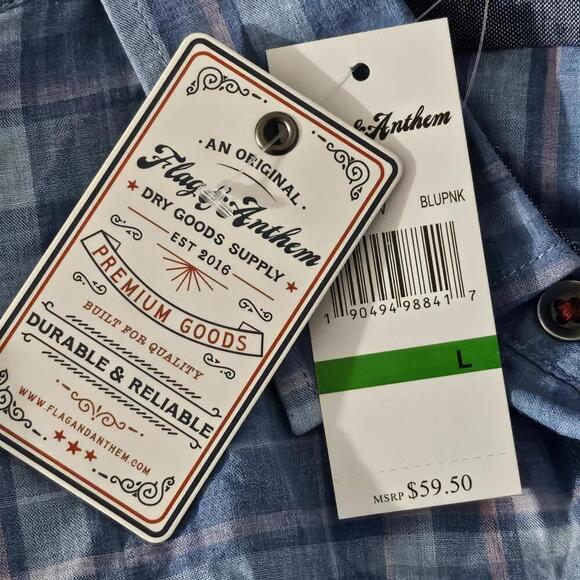 2/$30 Flag & Anthem Blue Pink Plaid Long Sleeve Button-Front Shirt Size L - Picture 6 of 7